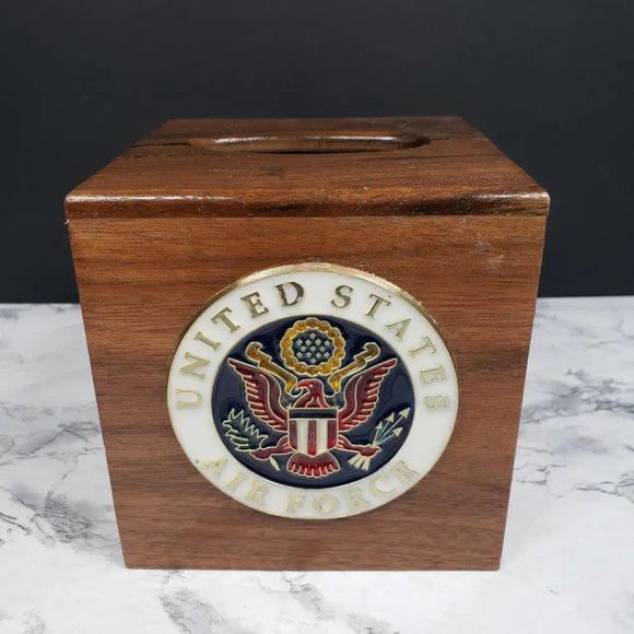 Air Force Solid Wood Tissue Box Cover Vintage - Picture 10 of 10